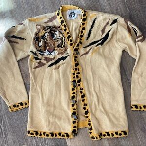 Storybook Knits Yellow and Black Sequin Tiger Cardigan